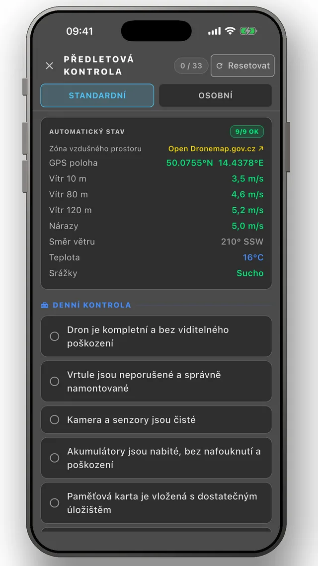 Kontrolní seznamy před letem