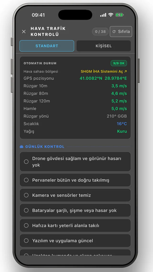 Uçuş öncesi kontrol listeleri